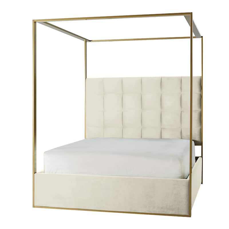 Milton Contemporary Upholstered King Size Canopy Bed by HULALA HOME