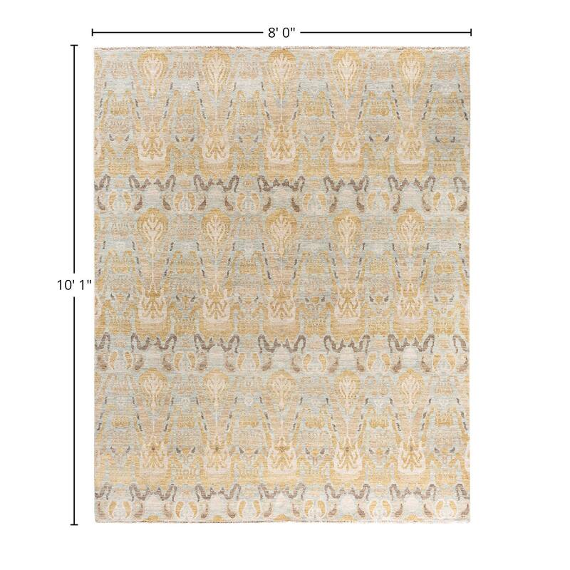 Ikat One-of-a-Kind Hand-Knotted Area Rug, Yellow - 8' 0" x 10' 1"