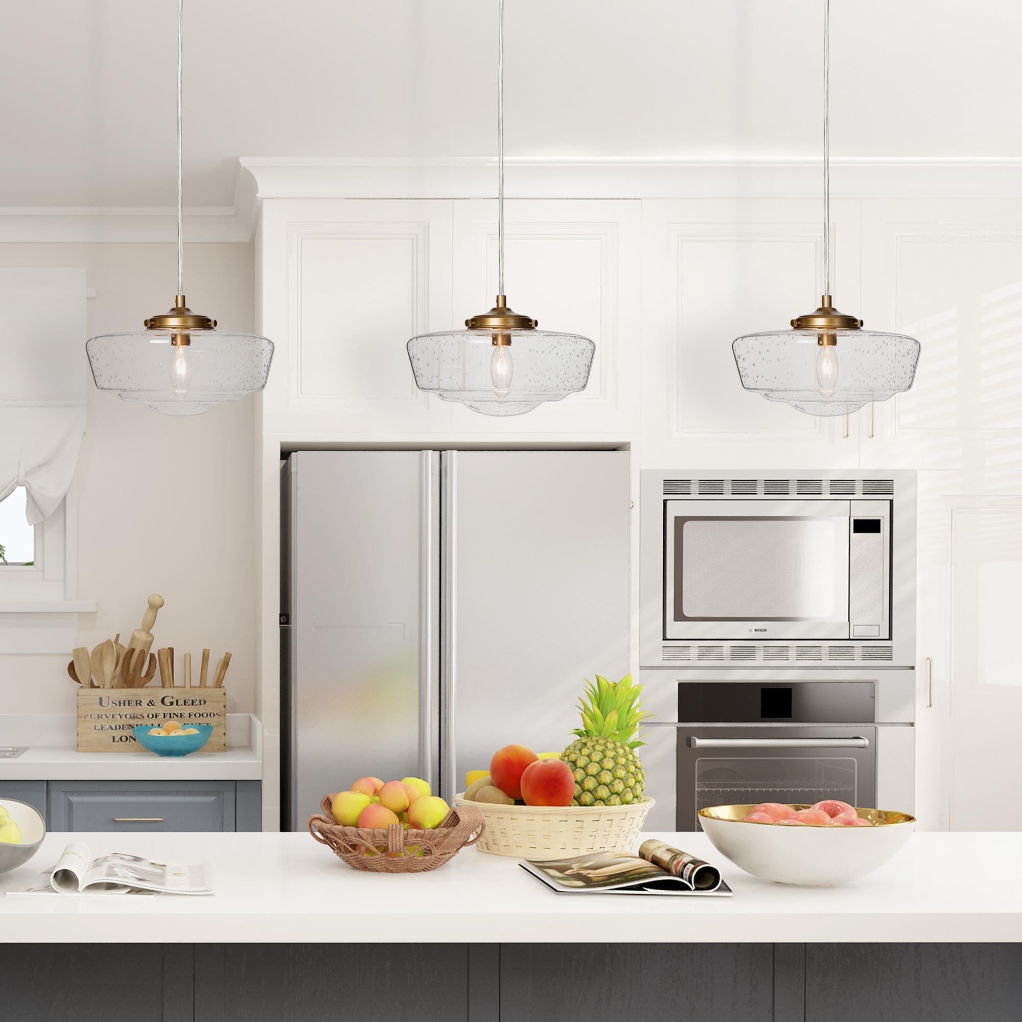 Modern Gold 1-light Linear Chandelier Globe Kitchen Island Pendant Lighting  - 9.5 inches