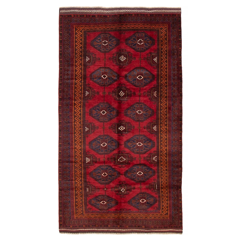 Teimani Red Rug 5'5" x 10'0" - 5'5 x 10'0 - Red - 5'5 x 10'0