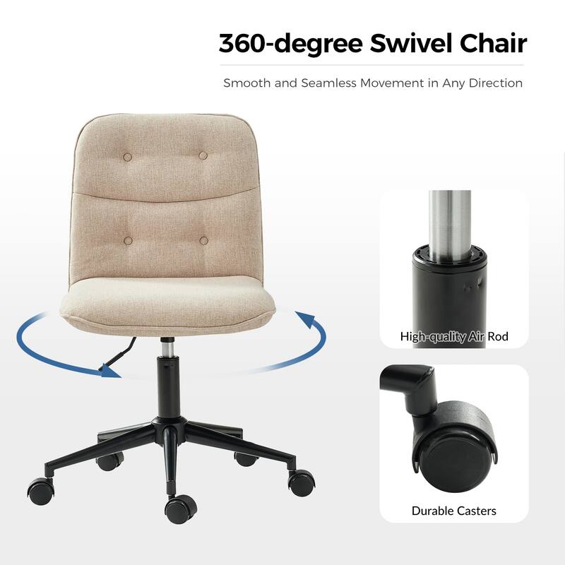 Klaus Upholstered Armless Swivel Task Chair with Tufted Back by HULALA HOME