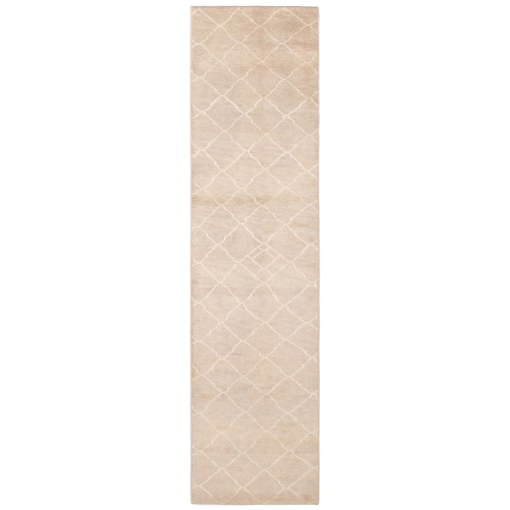 ECARPETGALLERY Hand-knotted Tangier Khaki Wool Rug - 2'11 x 11'10