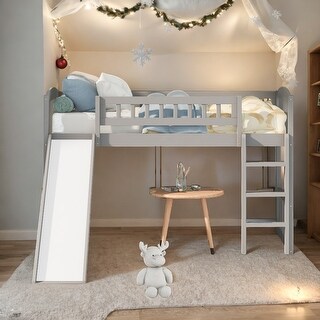 Twin size Loft Bed with Slide and Ladder - Bed Bath & Beyond - 41271144