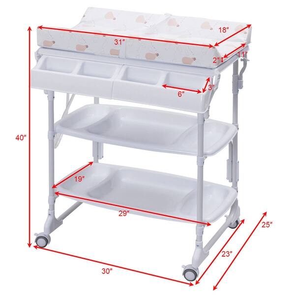 Costway Baby Infant Bath Changing Table Diaper Station Nursery Organizer Storage w Tube