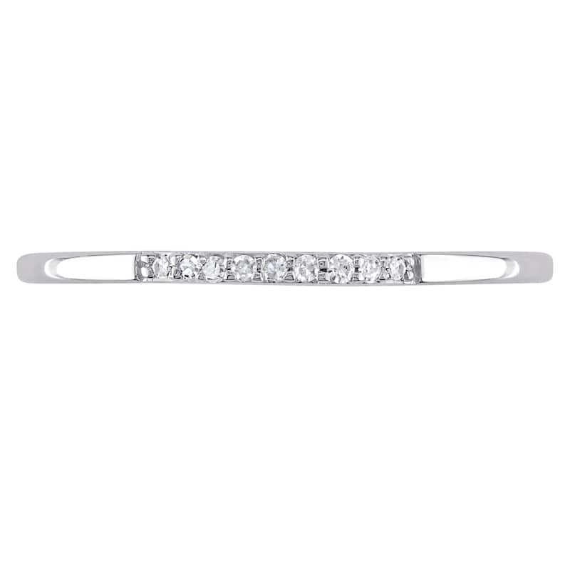 Miadora 10k White Gold Thin Stackable Diamond Anniversary Band Ring