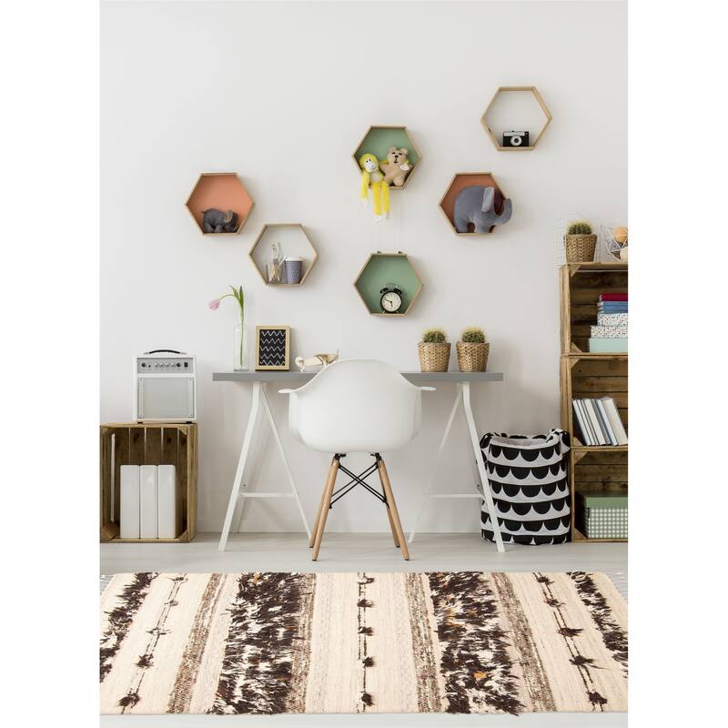 ECARPETGALLERY Hand-knotted Tangier Cream Wool Rug - 5'4 x 7'9