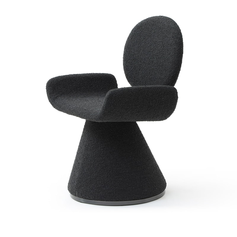 Modrest Neptune Contemporary Black Fabric & Brushed Black Gun Dining Chair