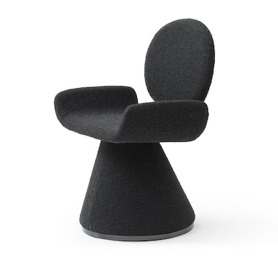 Modrest Neptune Contemporary Black Fabric & Brushed Black Gun Dining Chair