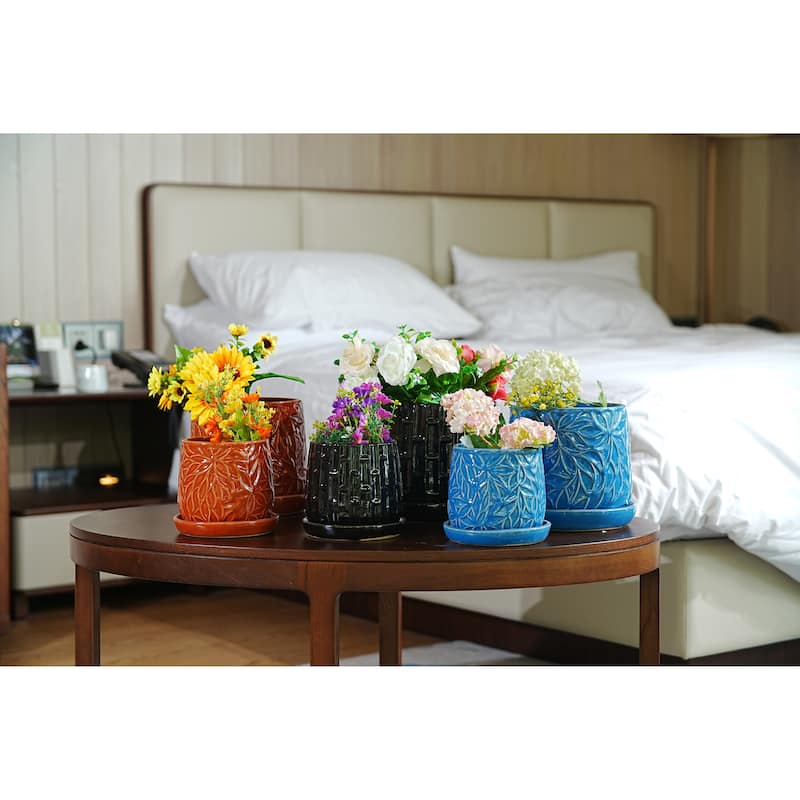 Ceramic Planters with Drainage Hole - Frost Proof Indoor Outdoor Flower Pots, 2pc