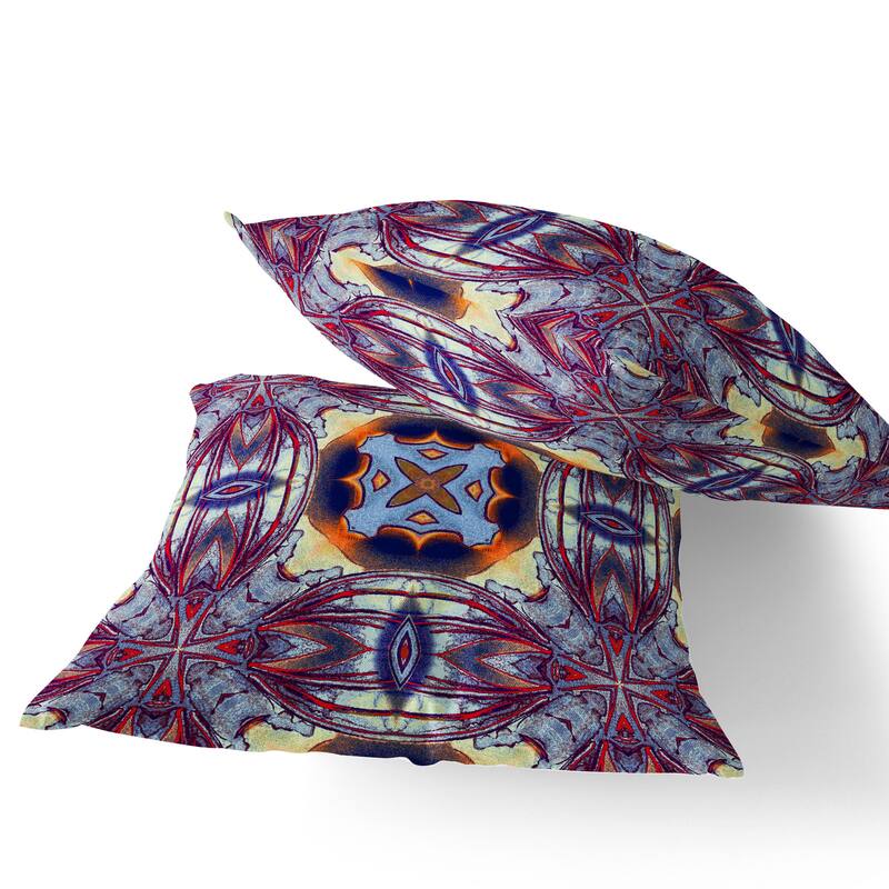 HomeRoots Set of Two 16" X 16" Blue and Purple Blown Seam Floral Indoor Outdoor Throw Pillow - 16.00' X '16.00' X '5.00