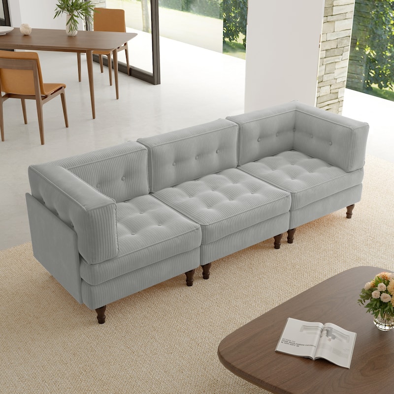 Oversized Modular Sectional Corduroy Fabric Tufted Sofa