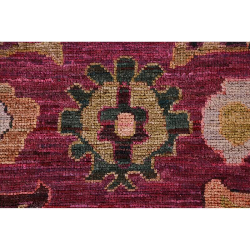 Hand Knotted Oriental 100% Wool Carpet Transitional All-Over Pink Oushak Area Rug - 9' 9'' X 8' 0''