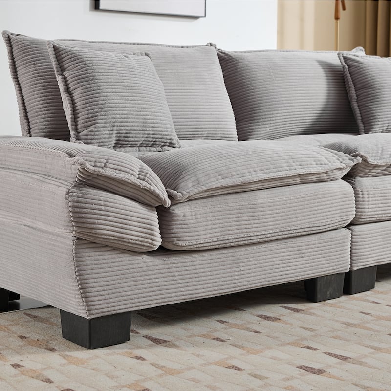 Corduroy Couch Loveseat Sofa with Pillows,Comfy Upholstered Deep Seat Sofa for Bedroom,Living Room,Office