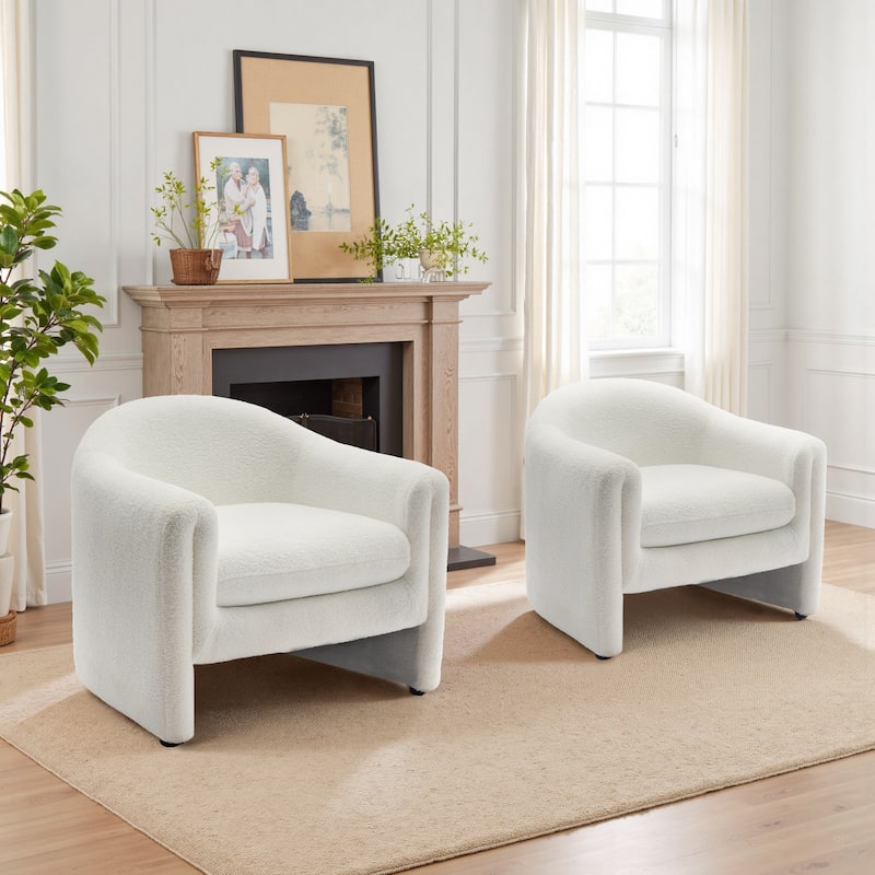 2 Set Modern Upholstered Barrel Accent Chair