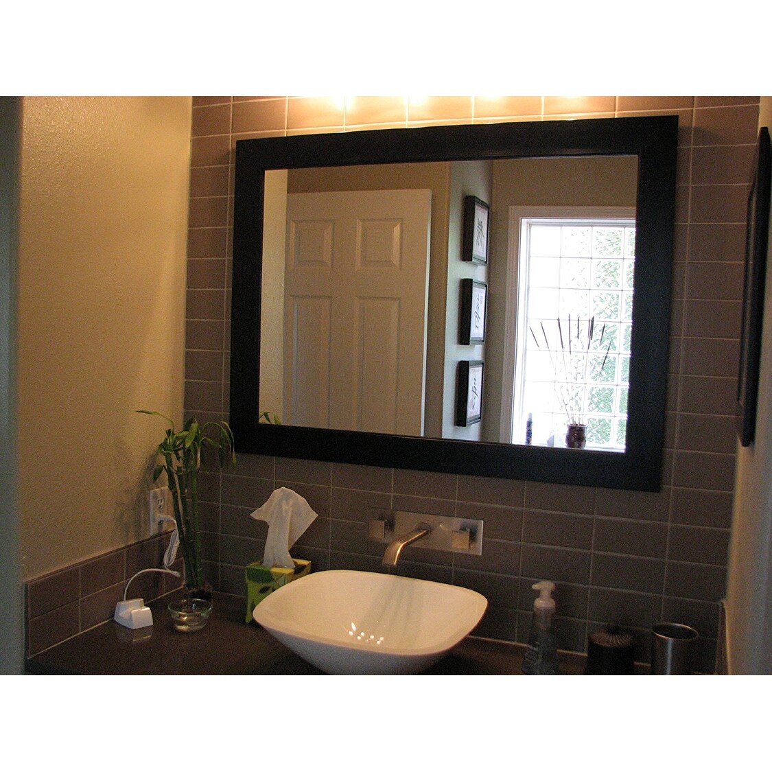 Wood Frame Wall Mounted Mirror Modern Elegant Rectangle, Espresso Black  Finish MADE IN USA 44X34 Bed Bath  Beyond 19668130