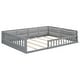 preview thumbnail 6 of 7, Full Size Upholstered Platform Bed Frame with Full Length Guardrail, Pine Wooden Bed with Pillow, Subdued Gray