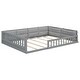 preview thumbnail 7 of 17, Solid Pine Wood Full Size Upholstered Platform Bed with Guardrail and Pillow, Not Need Box Spring, for Kids Girls Boys