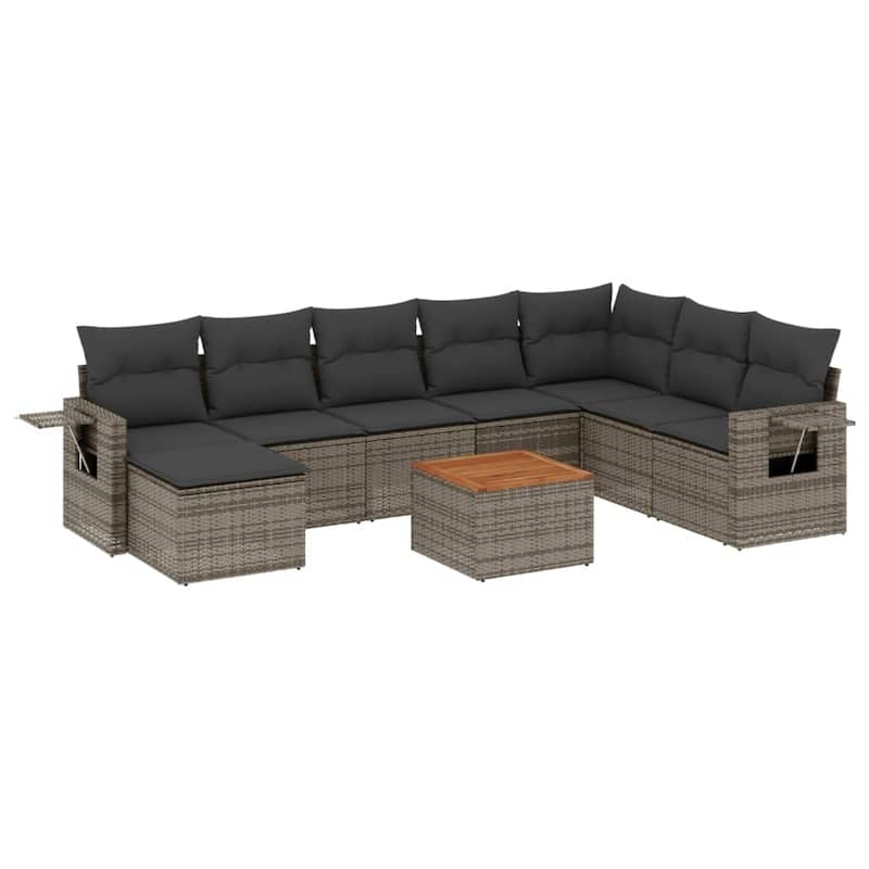 vidaXL Garden Sofa Set PE rattan Modular Removable Covers - 24.4 x 24.4 x 27.2 in (W x L x H)