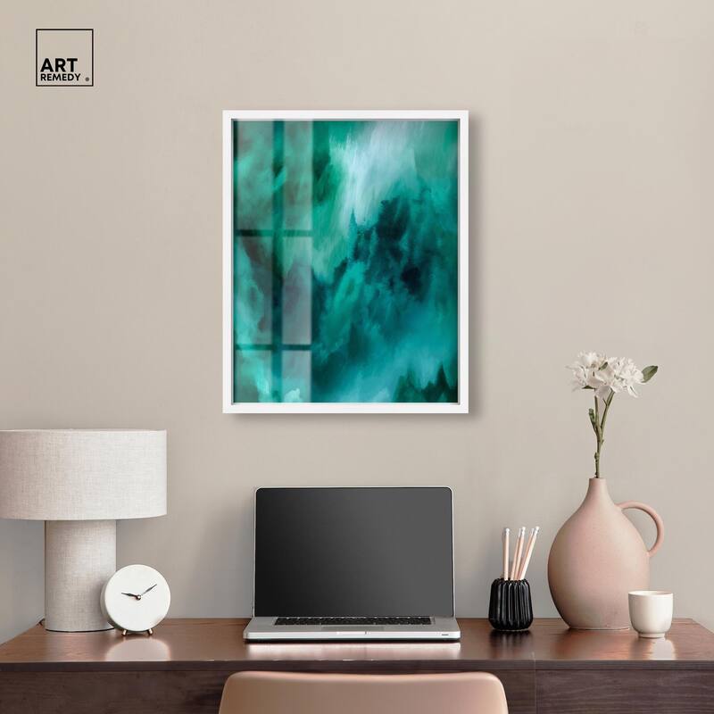 Textured Teal I Shadowbox by Art Remedy