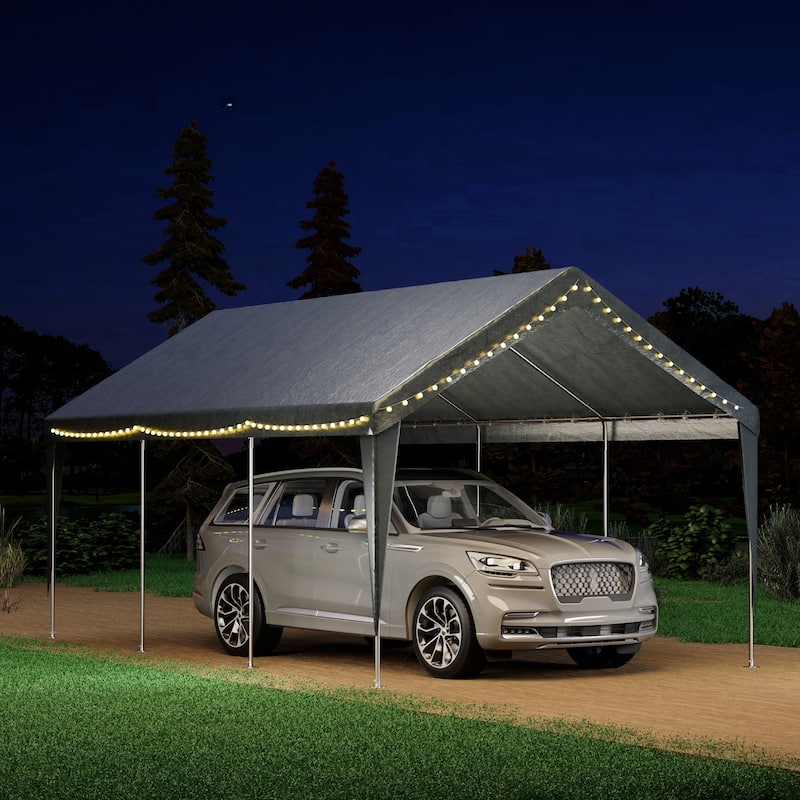 Heavy Duty Carport, All-Weather Waterproof Shelter with Steel Frame for Cars, Boats & Equipment