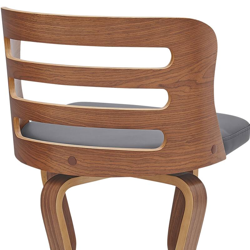 Faux Leather Swivel Bar Stool with Low Back and Footrest