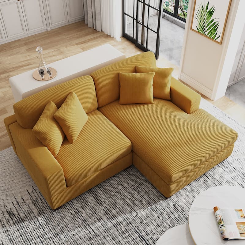 Oversized Modular Sectional Sofa Set with Pillows for Living Room - Orange/Armchair&Chaise