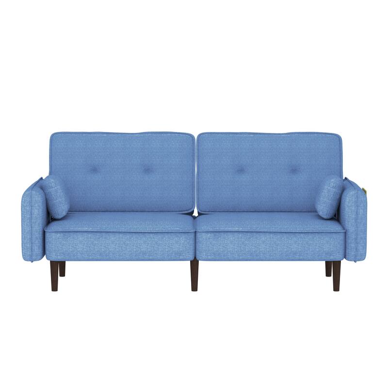 Fabric Futon Sofa bed with Solid Wood Leg