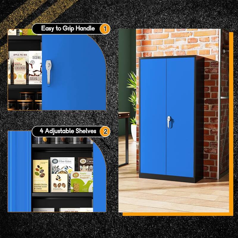 71'' H x 32'' W Metal Garage Storage Cabinet with Locking Doors and Adjustable Shelves