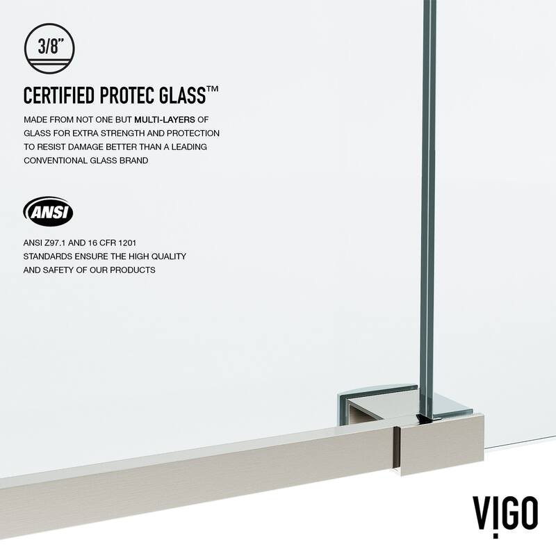 VIGO Elan 56" to 60" W x 74" H Frameless Sliding Shower Door