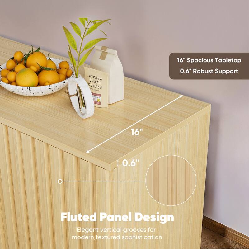 Pocassy 63" Buffet Cabinet with Storage 4 Fluted Doors