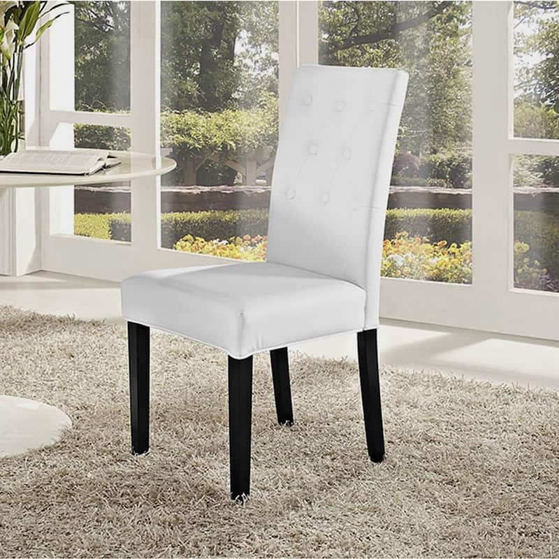 Denver Button-Tufted White Parson Dining Chair - Single