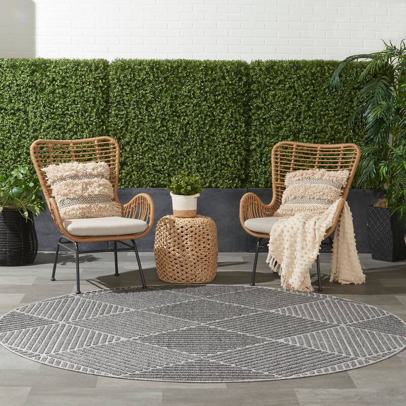 Nourison Palamos Textured Geometric Stripes Indoor/ Outdoor Area Rug