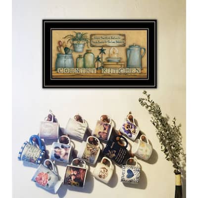 TrendyDecor4U Farmhouse "Country Kitchen" Framed Print Wall Art by Mary Ann June - Earthtone