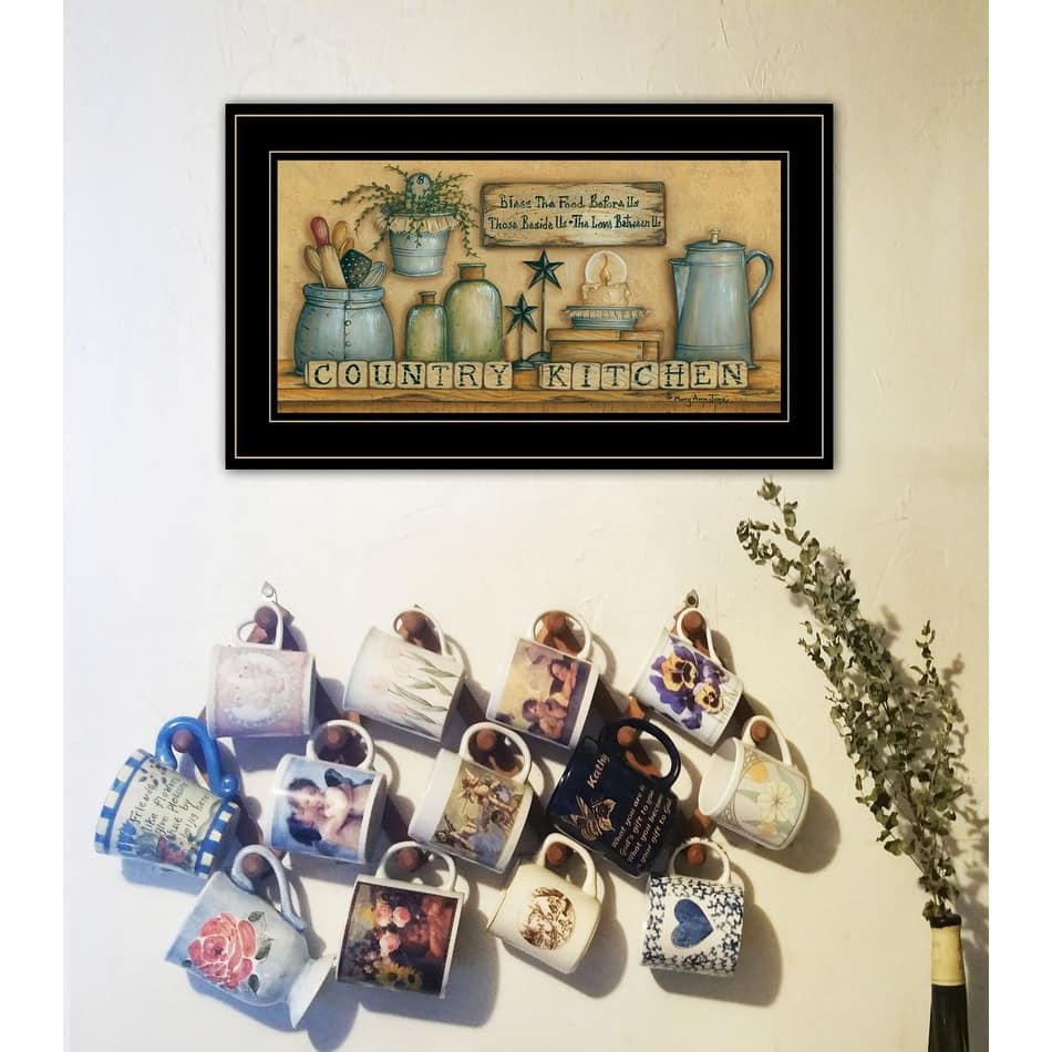 TrendyDecor4U Farmhouse "Country Kitchen" Framed Print Wall Art by Mary Ann June - Earthtone
