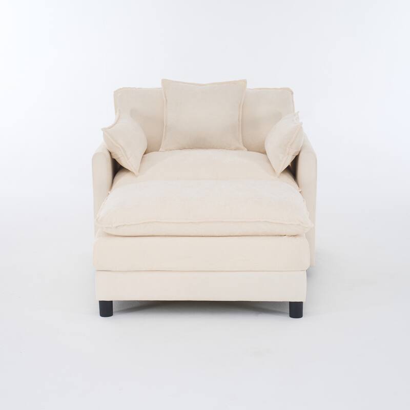 Chenille Upholstered Accent Chair & Ottoman Sets, Sofa Chair Reading Chair for Living Room Bedroom