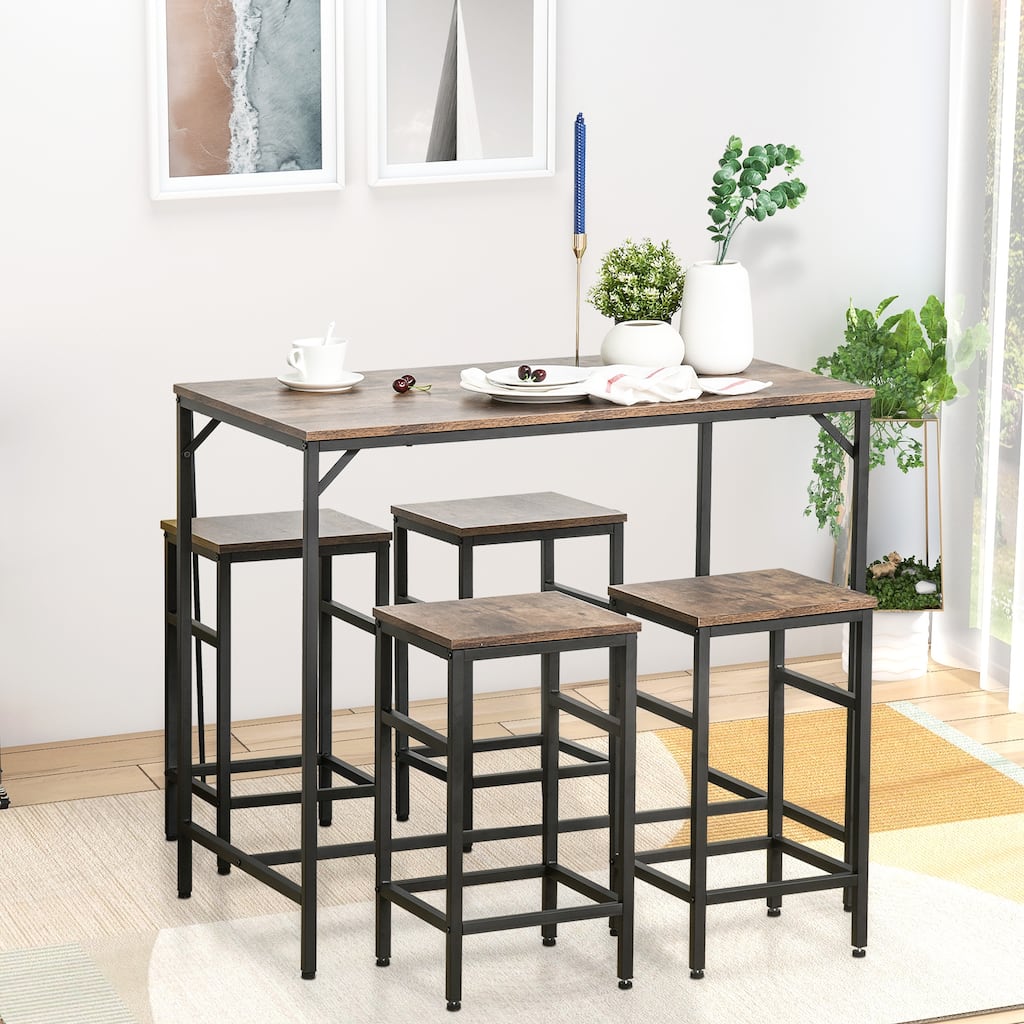 5 Piece Industrial Rectangular Dining Set