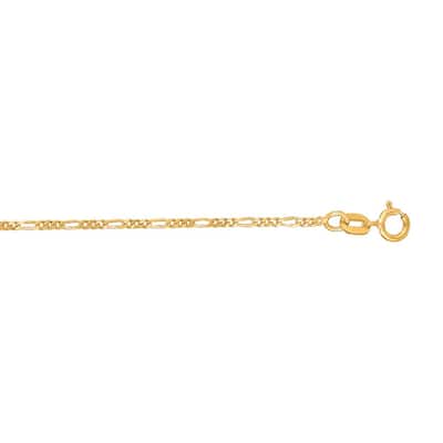 Curata 14k Yellow Gold 10" 1.9mm Alternate Classic Figaro Chain Anklet
