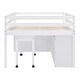 preview thumbnail 8 of 10, Full Wood Loft Bed Frame with Retractable Desk, 4Drawers,Shelves,White