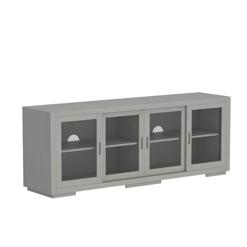 Vintage TV Cabinet Buffet Cabinet Entertainment Center Gray Brown