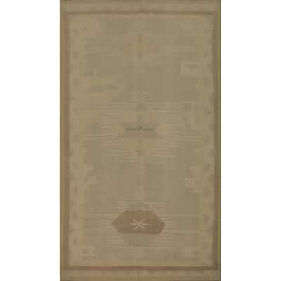 Hand Woven Oriental 100% Wool Carpet Southwestern Tribal Greys & Charcoal Kilim Area Rug - 8' 3'' X 4' 9''