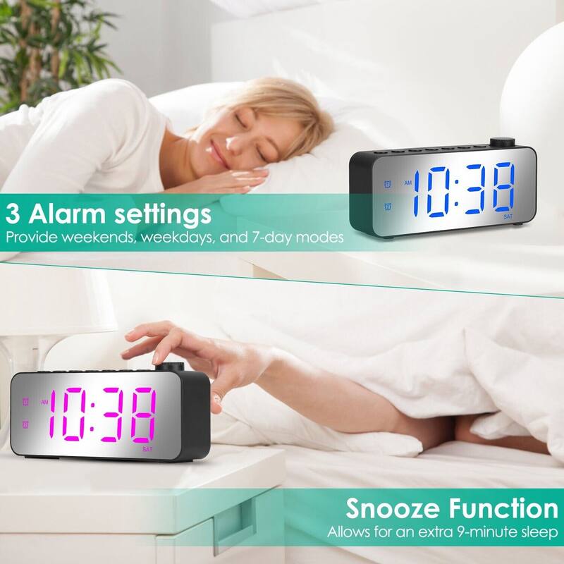 Digital 3D LED Wall Desk Alarm Clock with Snooze On Sale Bed Bath
