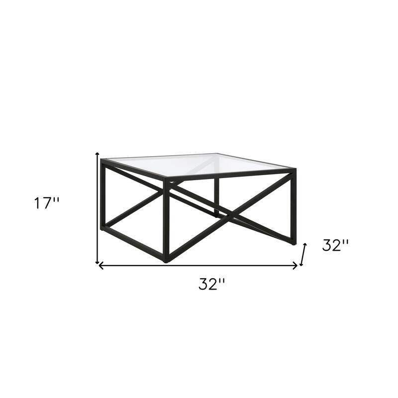 32-Inch Square Coffee Table with Steel Frame for Living Room - 32” x 32” x 17”