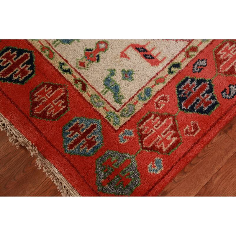 Animals Tribal Kazak Oriental Area Rug Hand-Knotted Wool Carpet - 5'0" x 7'8"