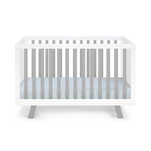 slide 2 of 8, HomeRoots Gray and White Solid and Manufactured Wood Standard Three In One Convertible Crib - 54