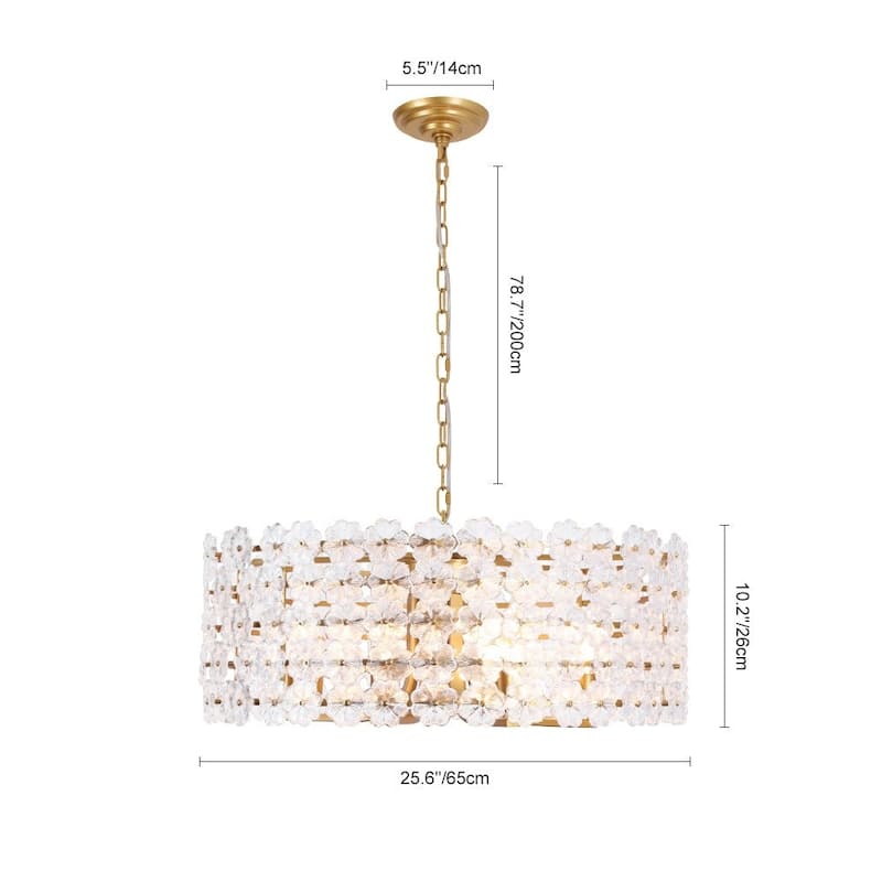 Mid-Century 8-Light Glass Blossom Round Cage Chandelier 25.6 in