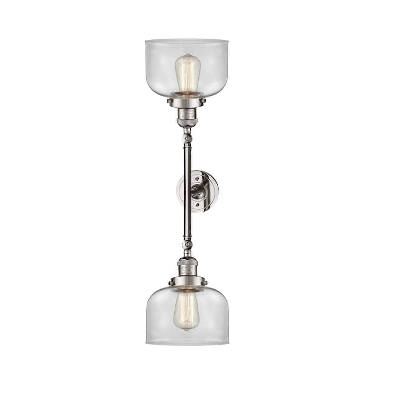 Innovations Lighting Large Bell 2 Light 23" Wide Bathroom Vanity Light - Polished Nickel / Clear