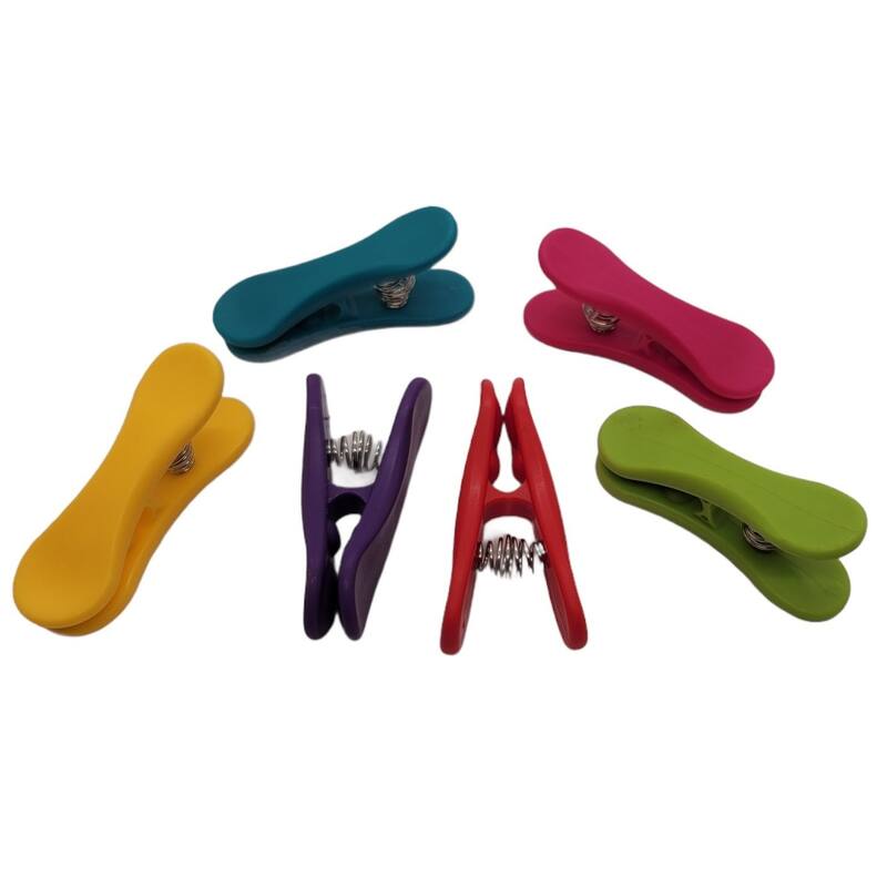 Handy Housewares 6-Piece Colorful Snack Bag Clips Set - Multi-Purpose for Chips, Craft Bags, and More - Multi