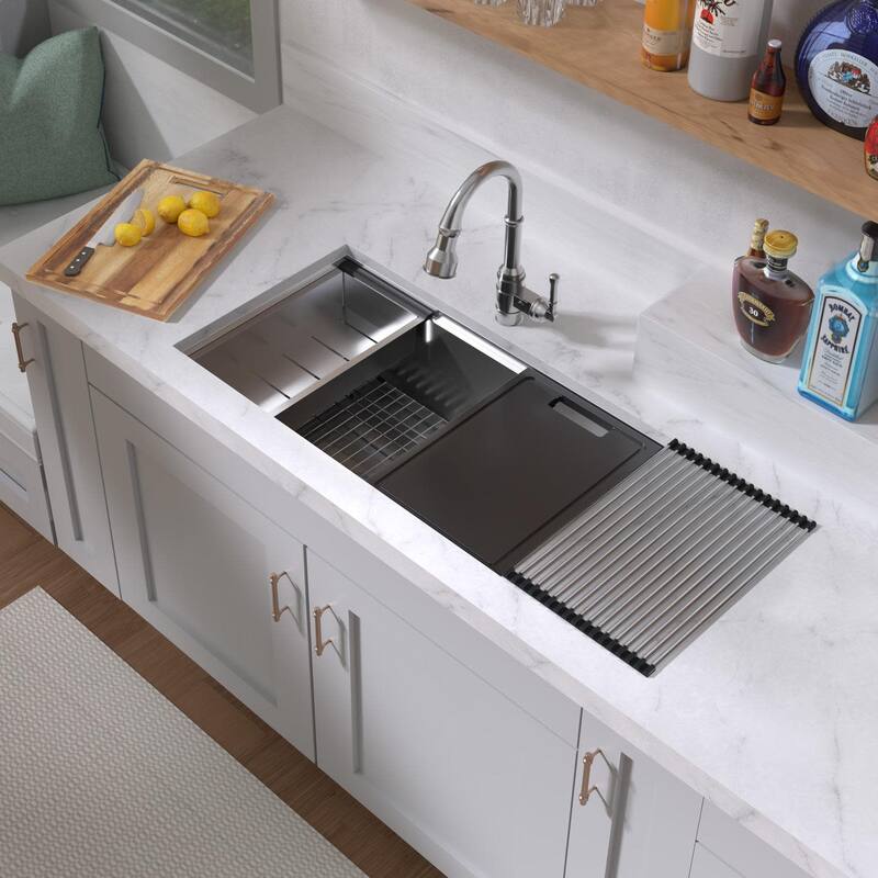 Whitehaus WHSW3319 33" Undermount Single Basin Stainless Steel Modern - Brushed Stainless Steel