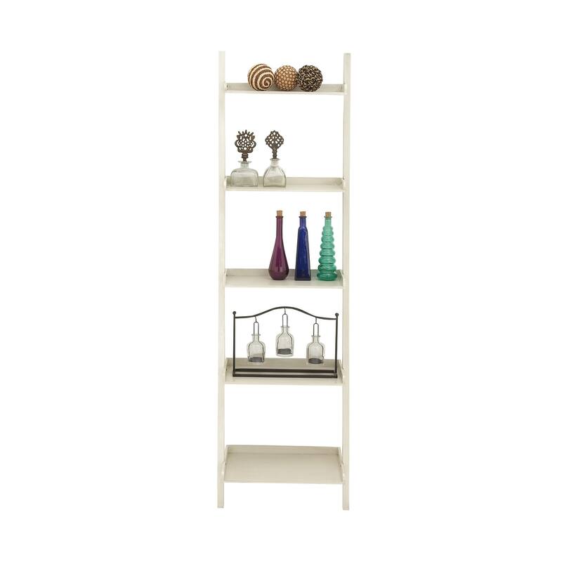 White or Brown Wood 5 Shelves Shelving Unit