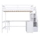 preview thumbnail 29 of 32, Full Size Loft Bed with Built-in L Shaped Desk & 3 Storage Shelves, Wooden Bedframe w/Storage Stairs & Full-Length Guardrail